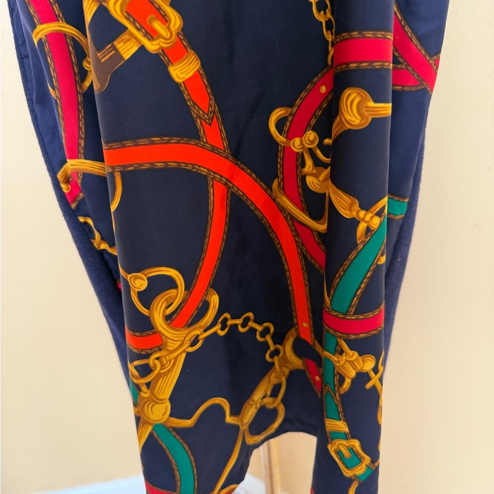 Ralph Lauren Elegant Equestrian Horse Bit Chain Print Bodycon Wool Blend Dress - Picture 4 of 11